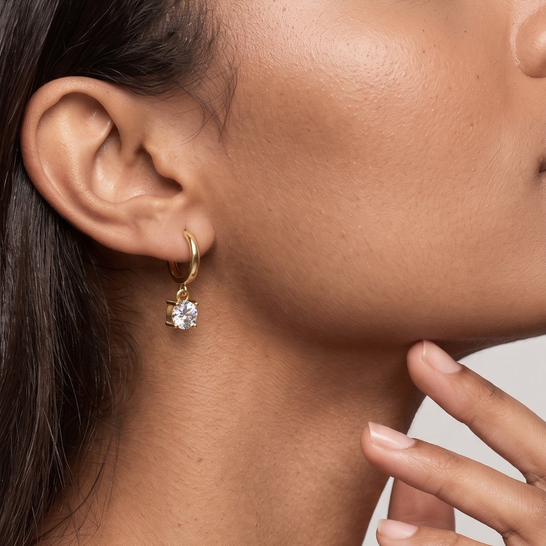Diamond Solitaire Dangling Drop Earrings