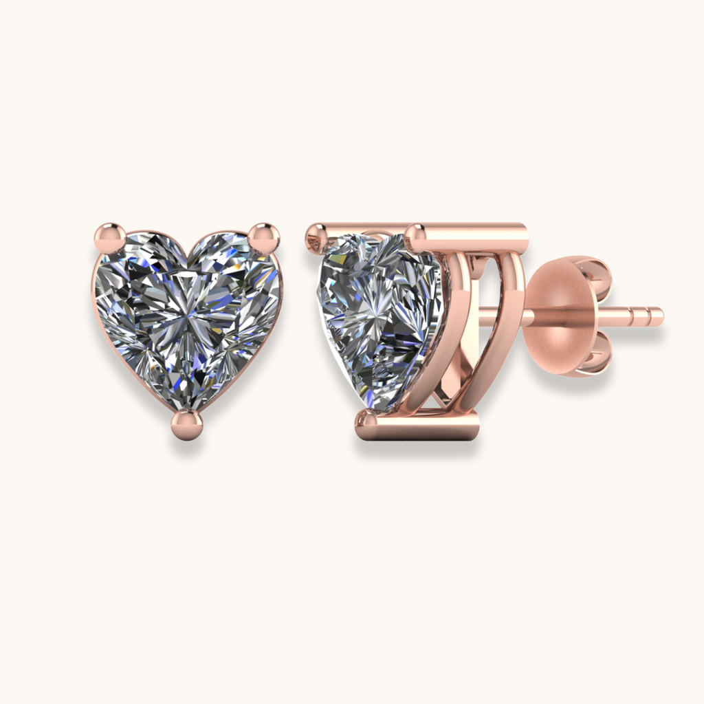 4mm Heart Solitaire Earrings