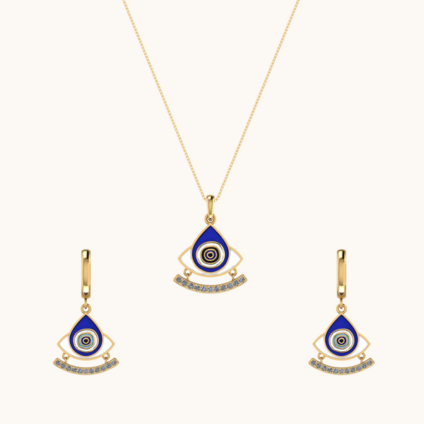 Aura Armor Evil Eye Earrings & Necklace Set
