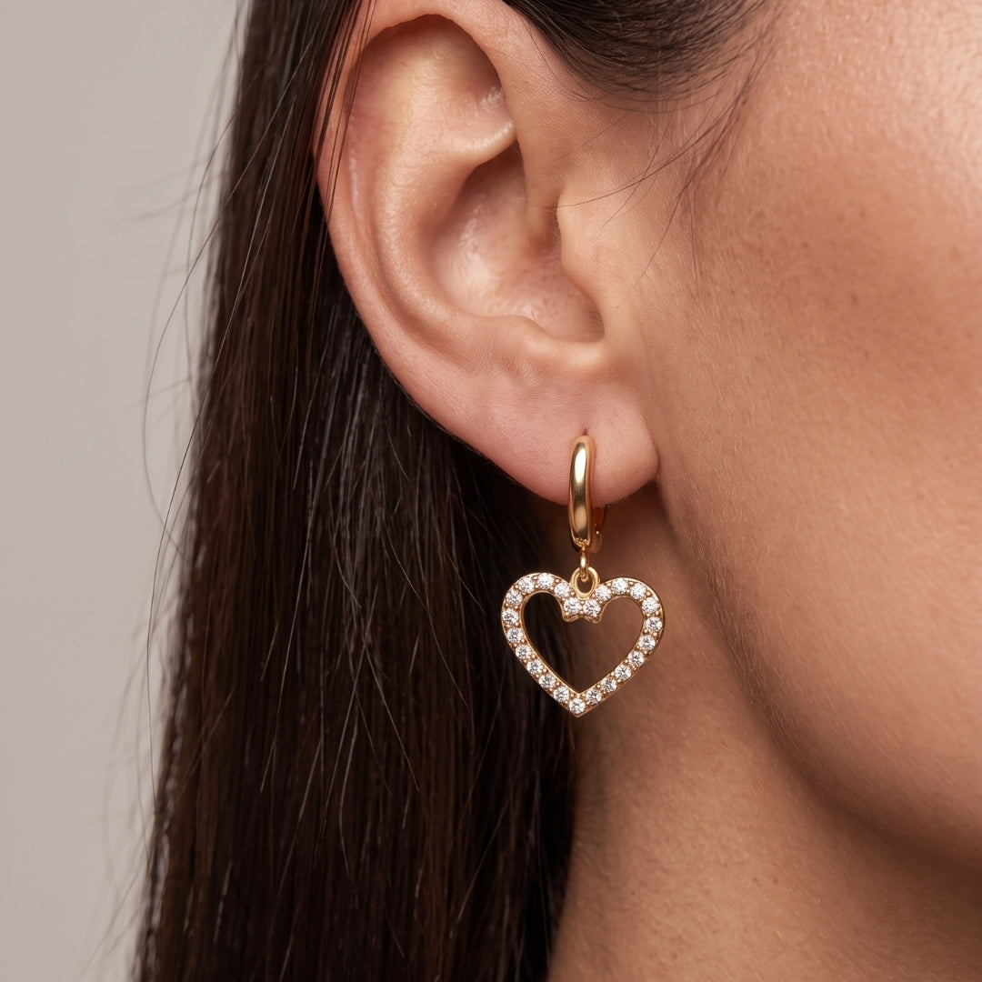 Dazzling Heart Dangling Earrings