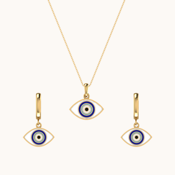 Stellar Evil Eye Earrings & Necklace Set