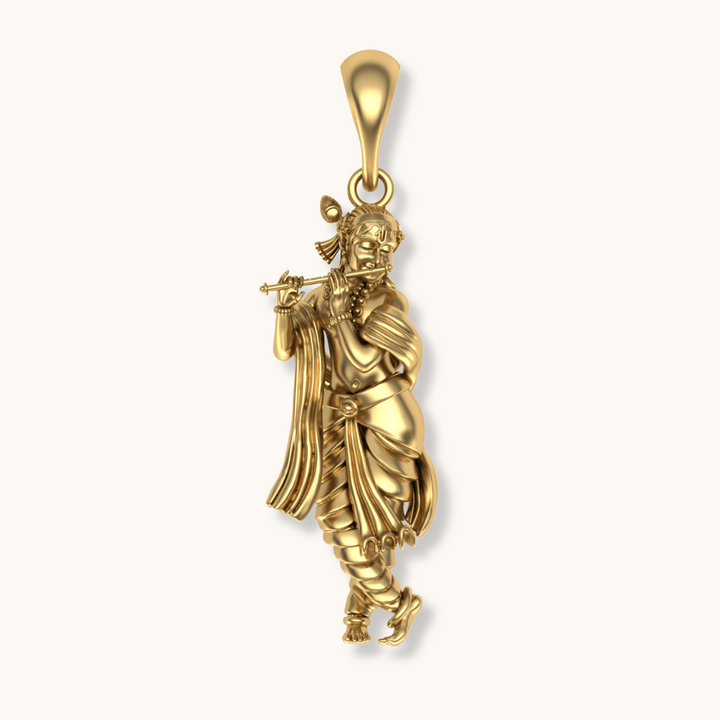 Shri krishna with bansuri playing pendent with chain 