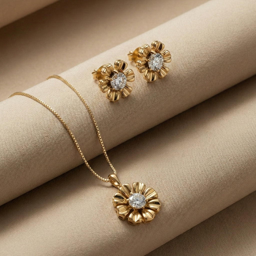 Royal Bloom Earrings & Necklace Set