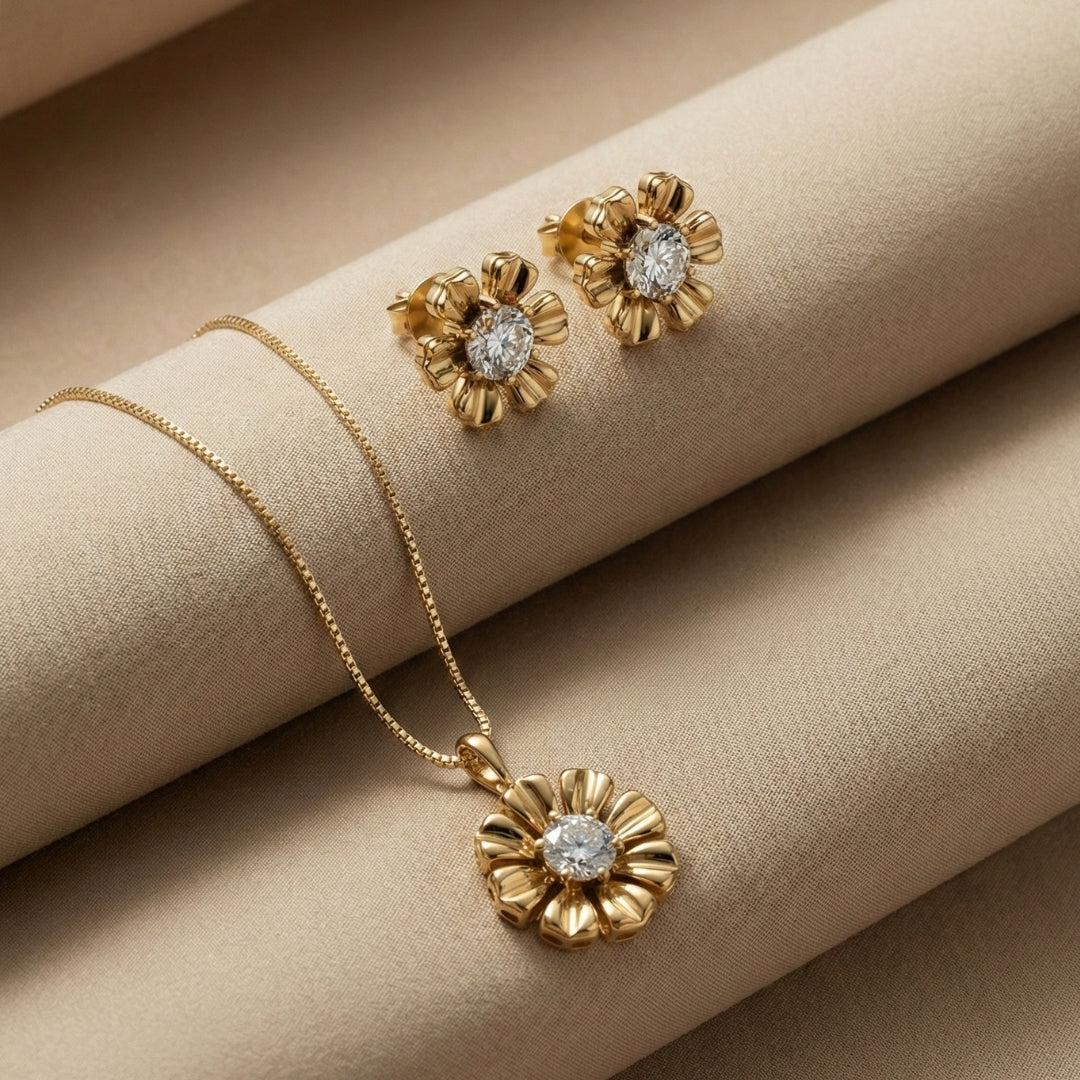 Royal Bloom Earrings & Necklace Set
