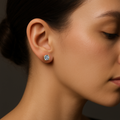 Gold Cushion Solitaire Studds by Arushaa