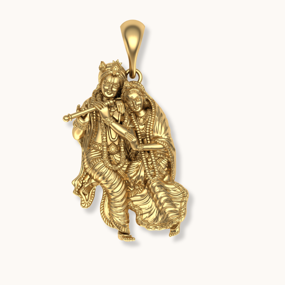 Radhakrishna sweet and beautiful pendent gold plated with chain 