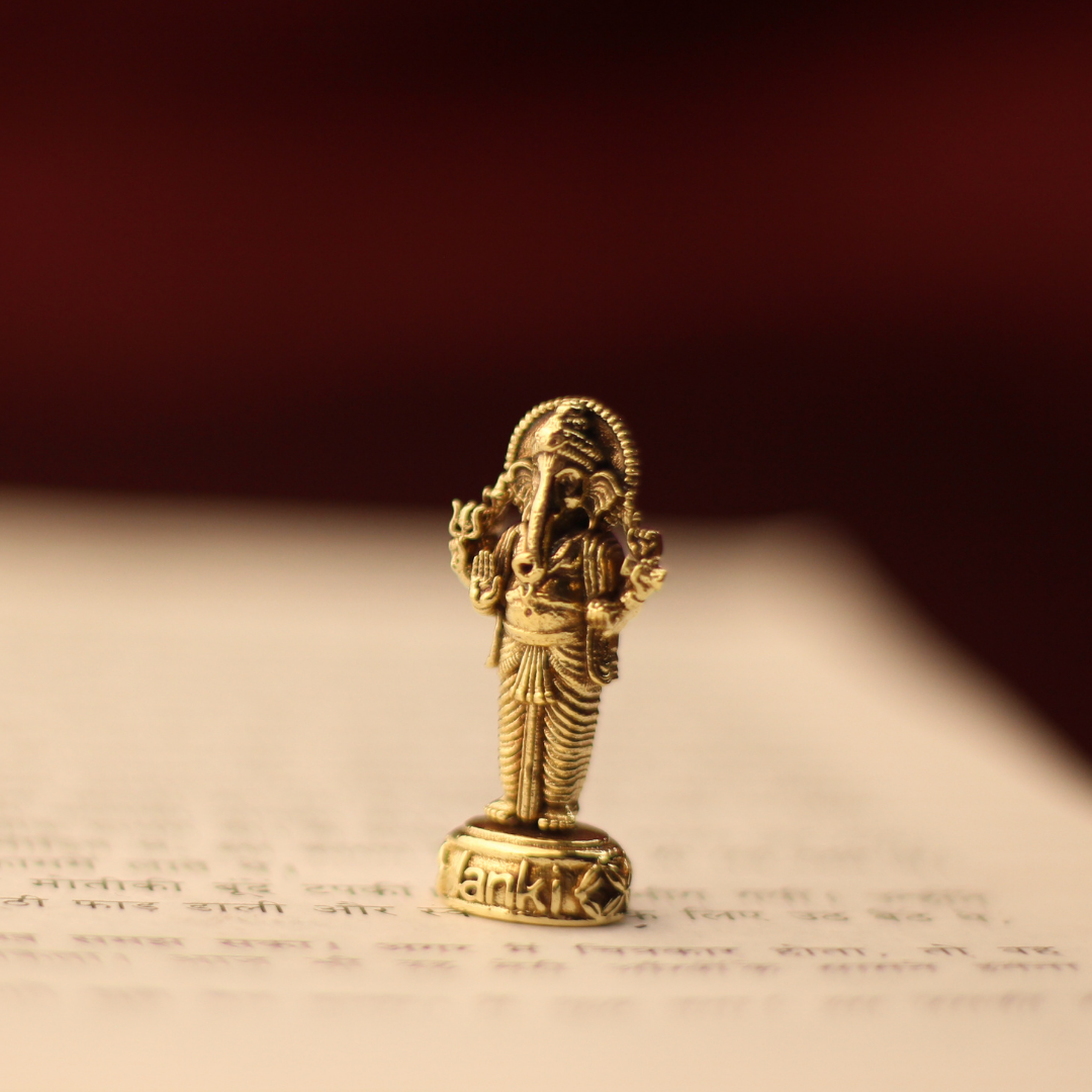 Shri Stambha Ganeshji Idol/Murti in Pure Brass