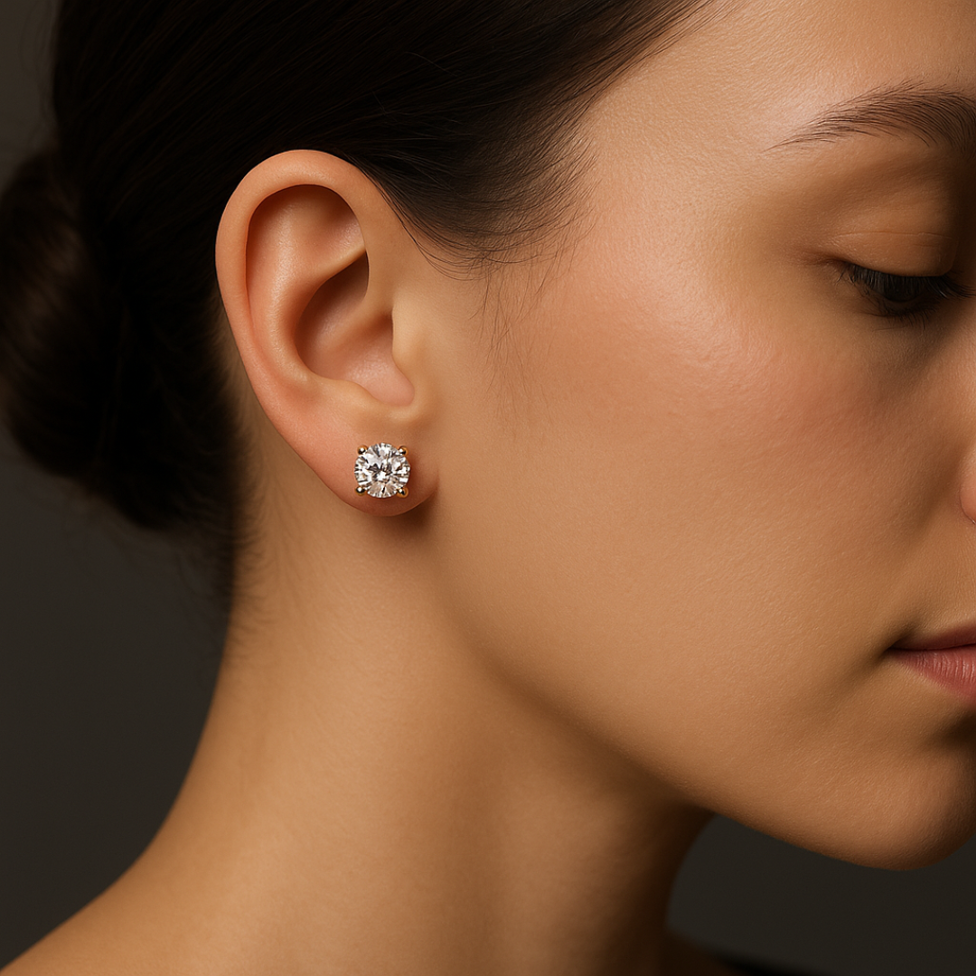 Gold Round Solitaire Studds by Arushaa
