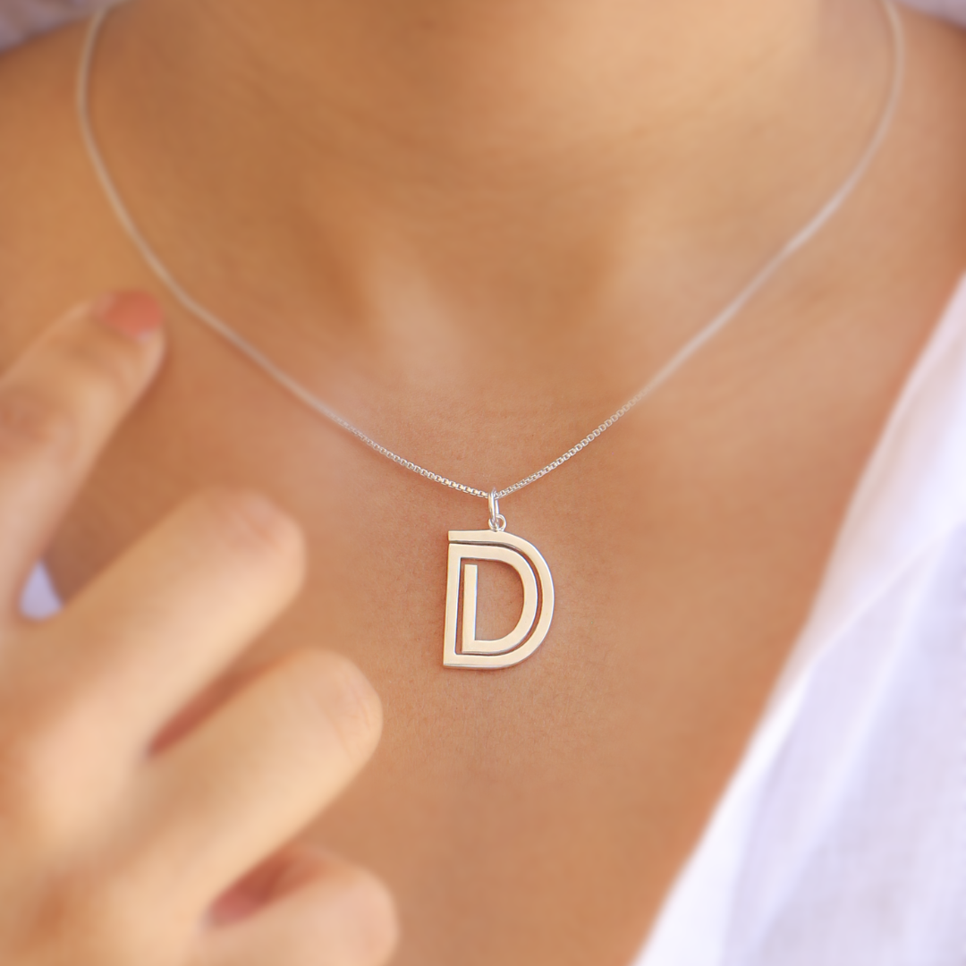 Vinyl Initial Necklace with chain ( A to Z Available)