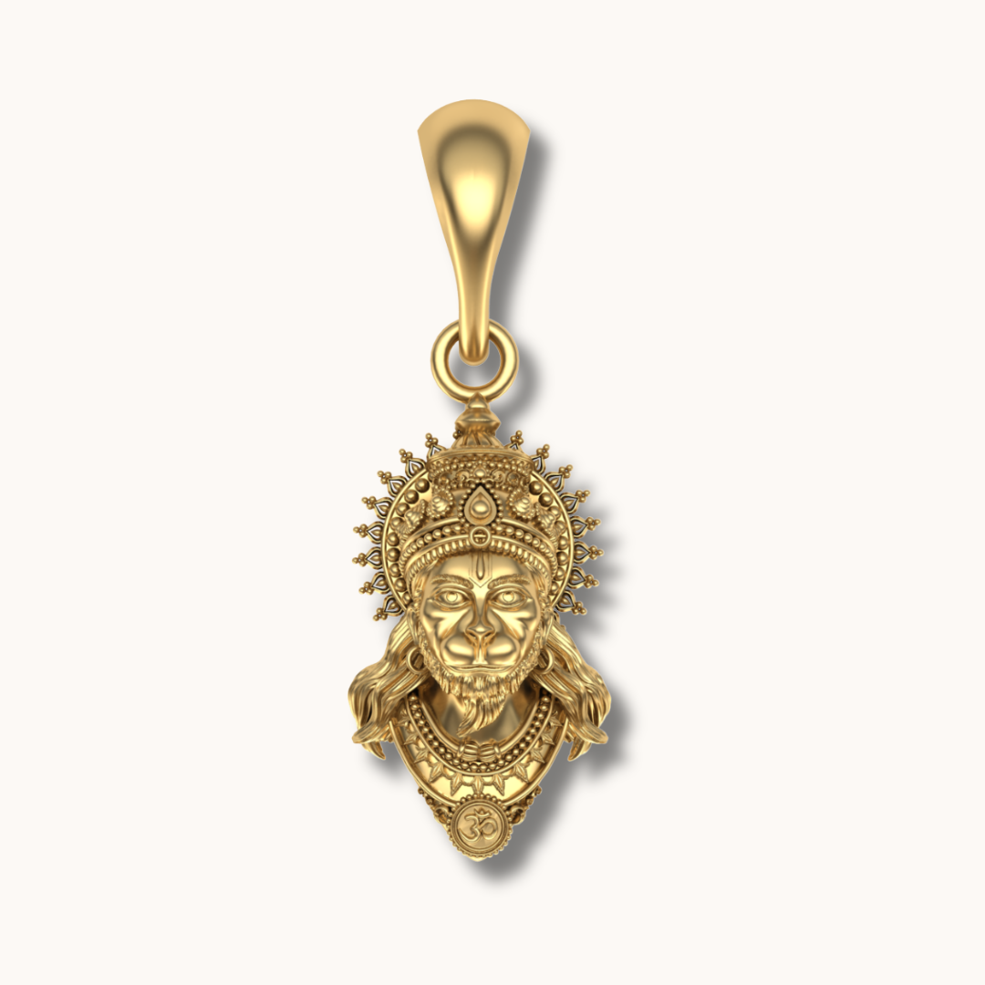 hanumanji with mukut gold plated pendent with chain 
