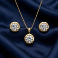 Classic Gold Solitaire Earrings & Necklace Set