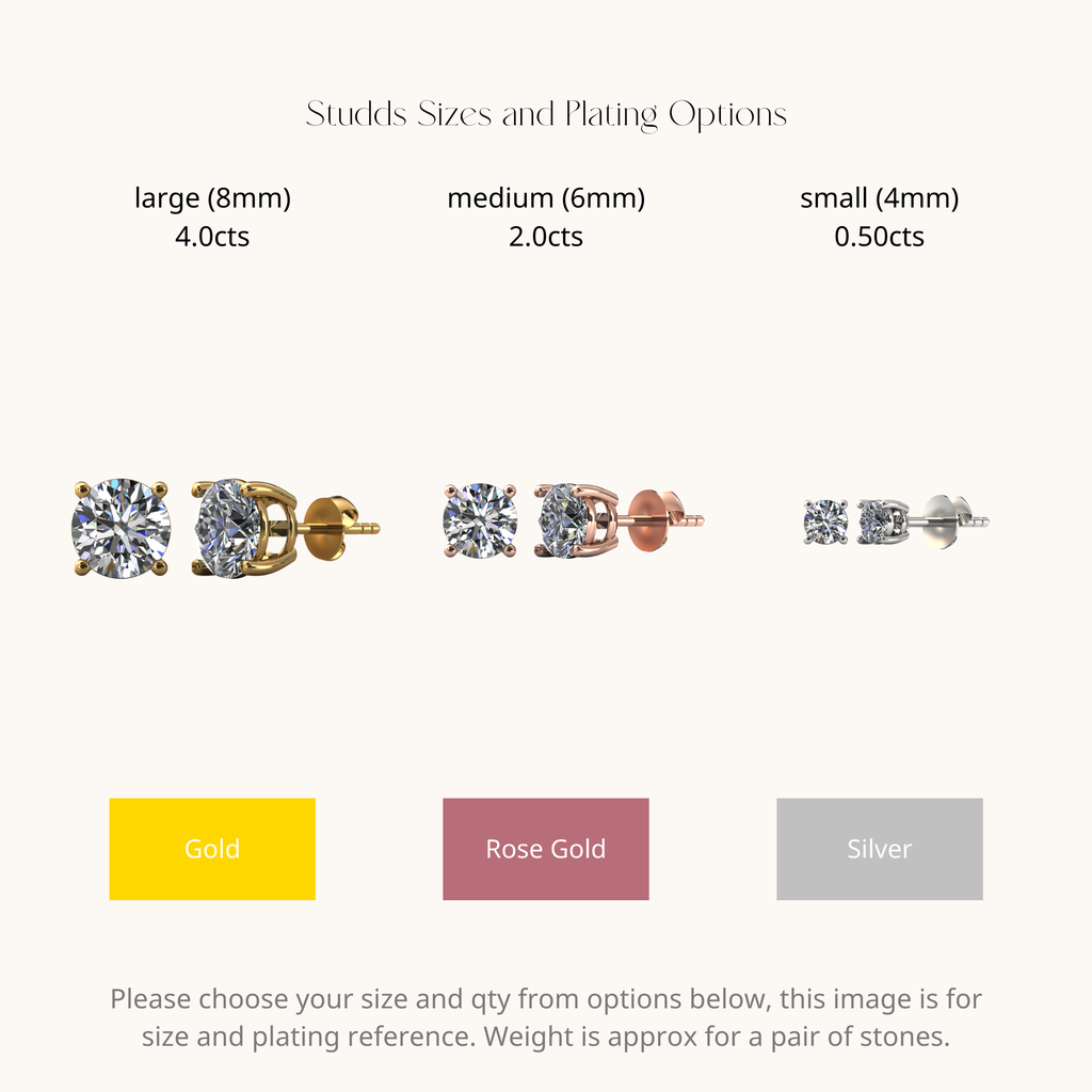 Gold Solitaire Diamond Zirconia Studs
