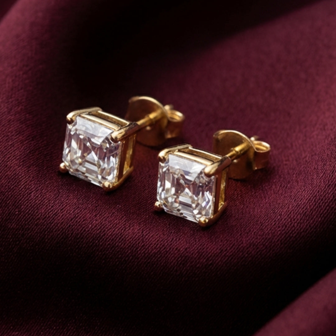 Gold Princes(Square) Solitaire Studds by Arushaa