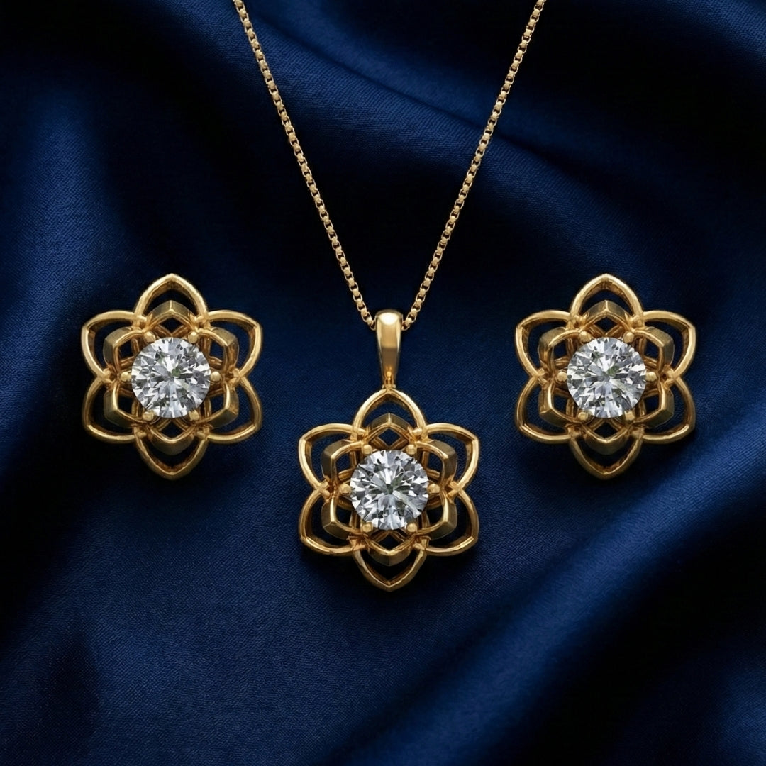 Regal Veil Earrings & Necklace Set