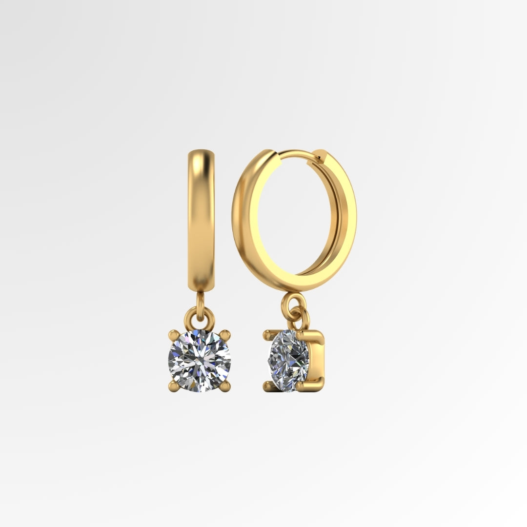 Diamond Solitaire Dangling Drop Earrings