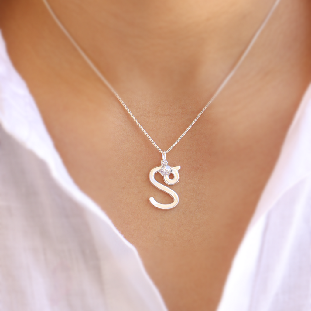 Joy Initial Necklace with chain ( A to Z Available)