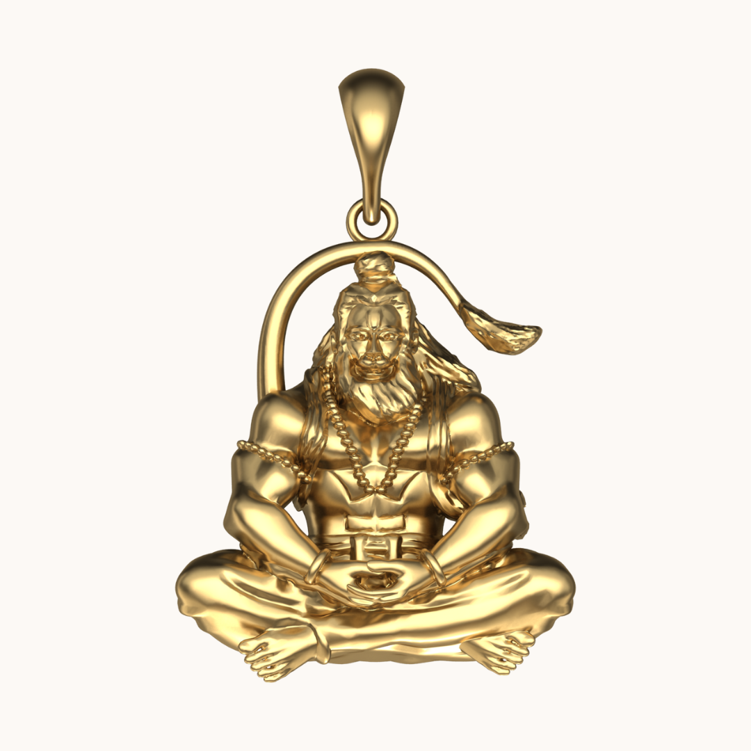 lord hanuman meditating showing he power of calmness pendent