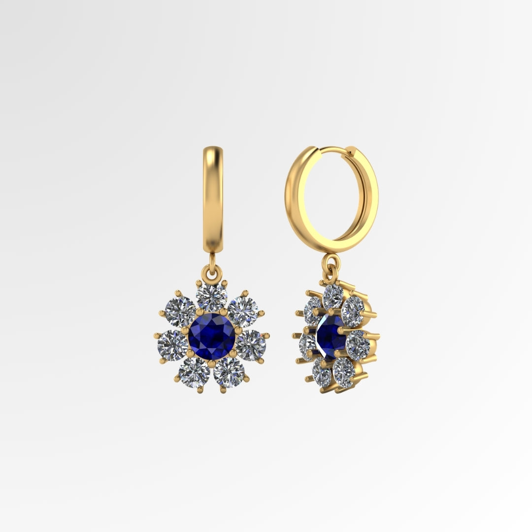 Diamond Flower Dangling Earrings