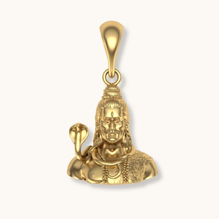 lord shiva with nagraj on the shoulders gold plated pendent with chain 