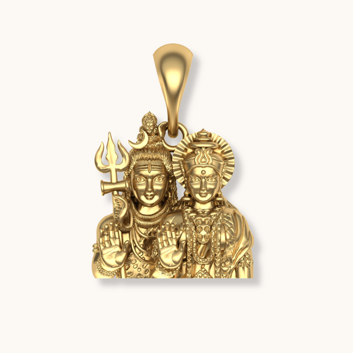 Shiv parvati pendent with chain gold 