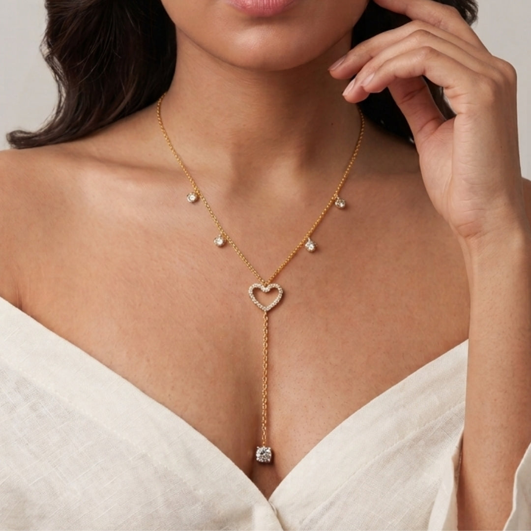 Heart Line Y Necklace