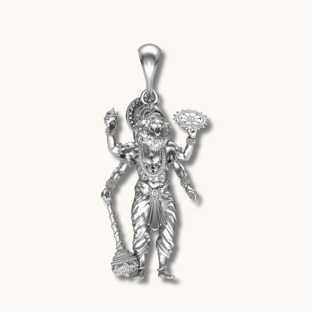 Pure 925 Silver Shri Narismha Narsingha Pendant