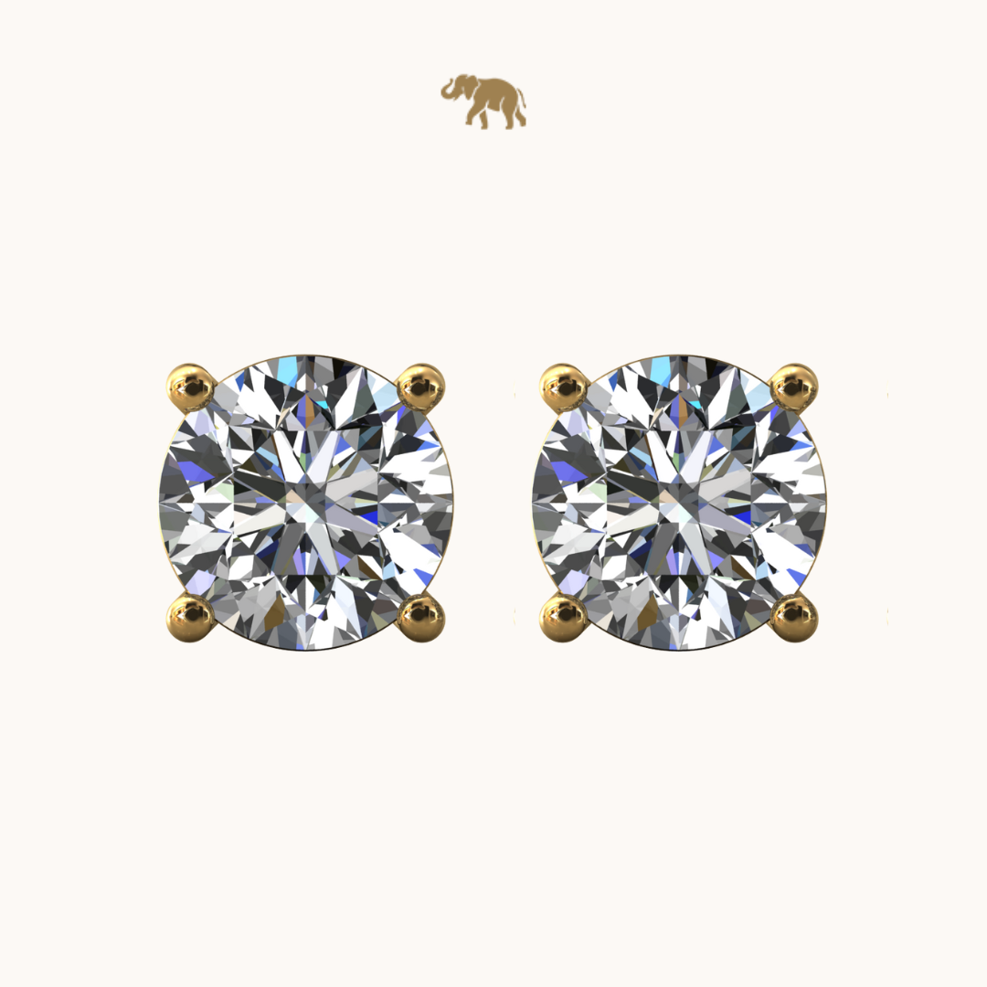 Gold Round Solitaire Studds by Arushaa