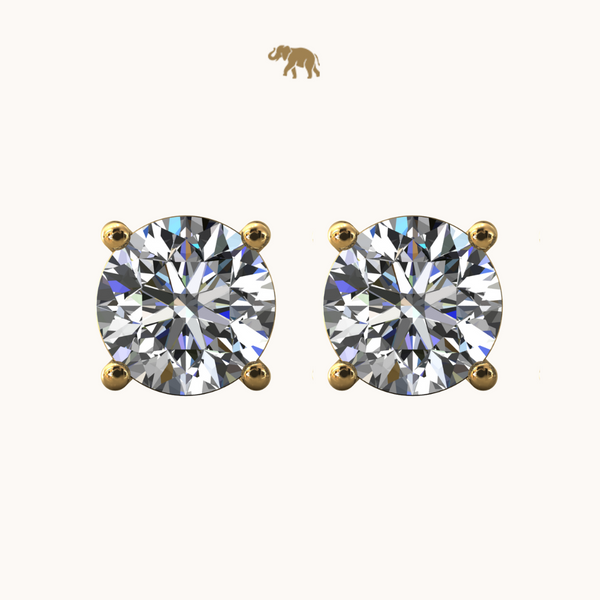 Men's Gold Round 6mm Solitaire Studds by Arushaa 1ct size