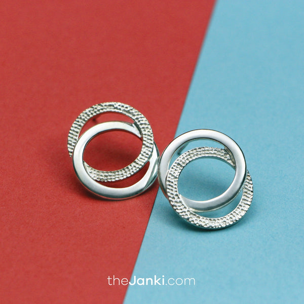 Two Circle Silver Earrings