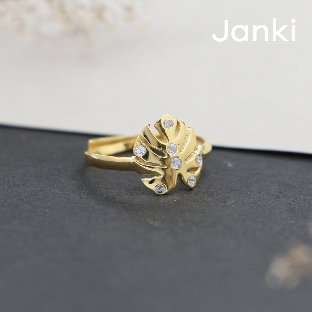 Janki Big Leaf Ring (Adjustable Size)