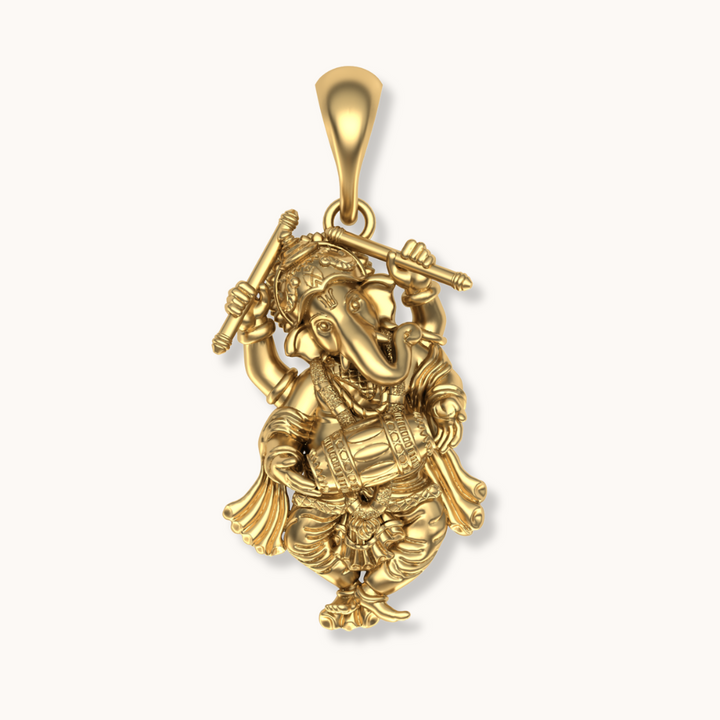 ganapti bappa dancing beautiful gold pendent with chain 