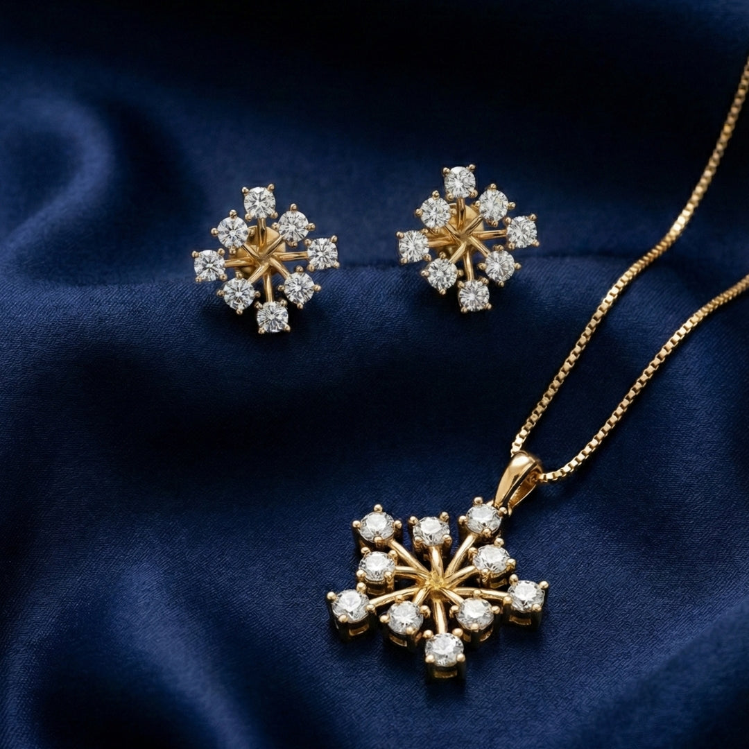 Ivory Glint Earrings & Necklace Set