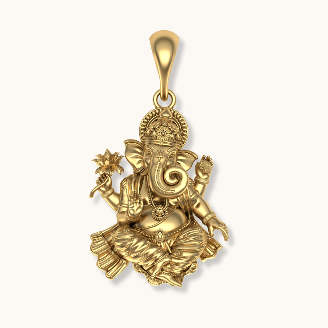 ganheshji pendent | ek dant |mushak raj  pendent with chain 
