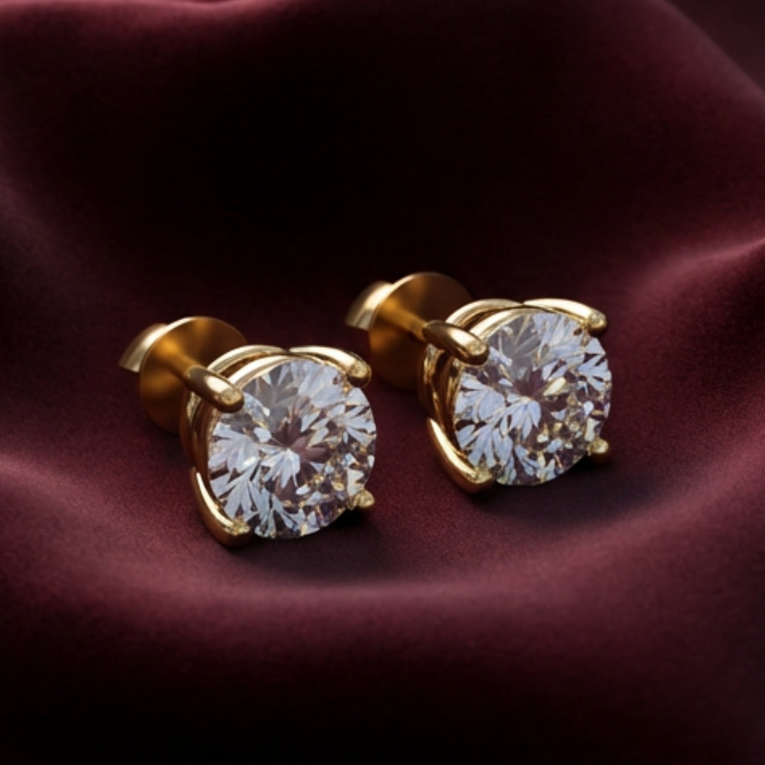 Gold Cushion Solitaire Studds by Arushaa