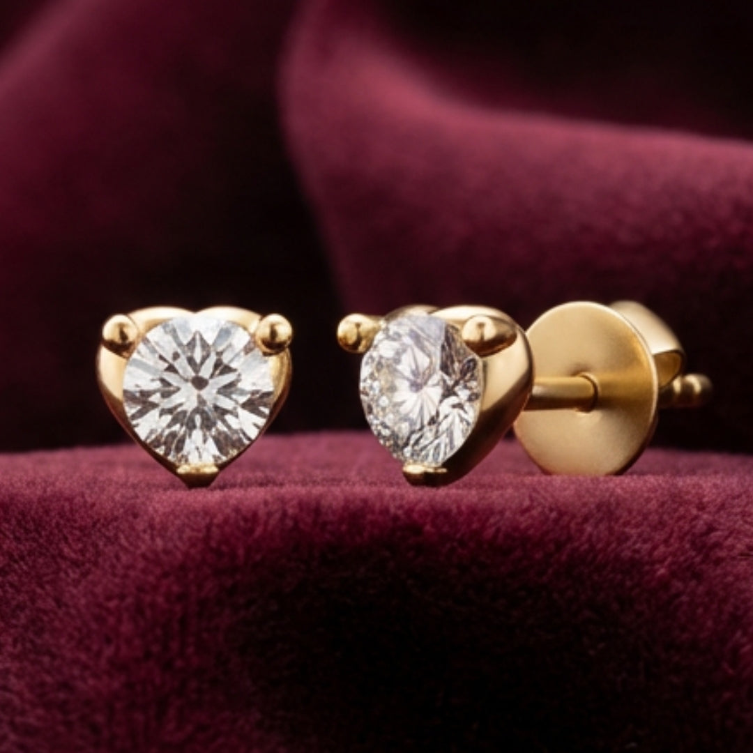 Forever Gold Heart Diamond Studds