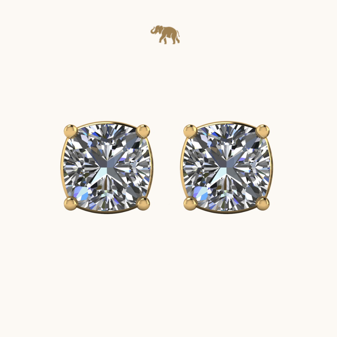Gold Cushion 6mm Solitaire Studds by Arushaa 1ct size