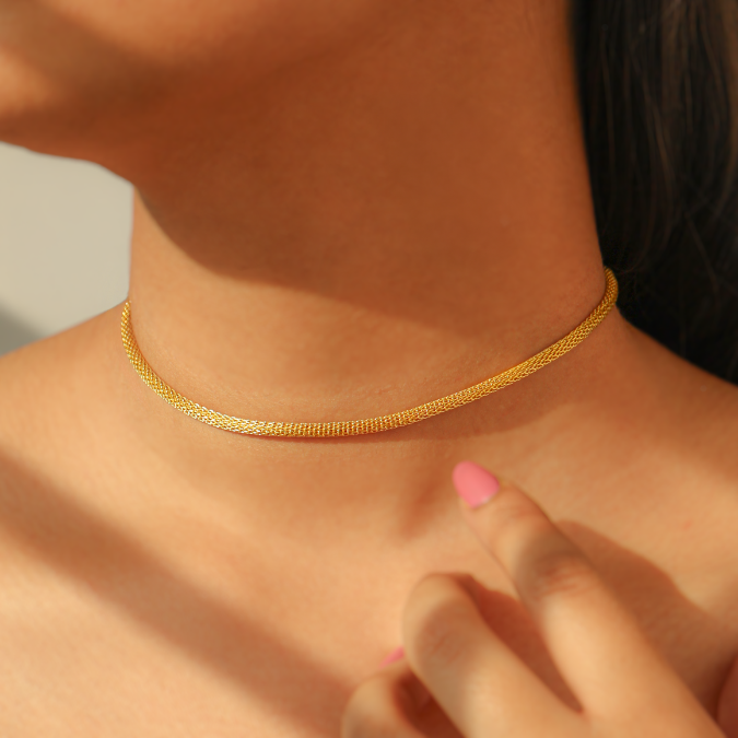 Italian Round Mesh Choker cum Chain