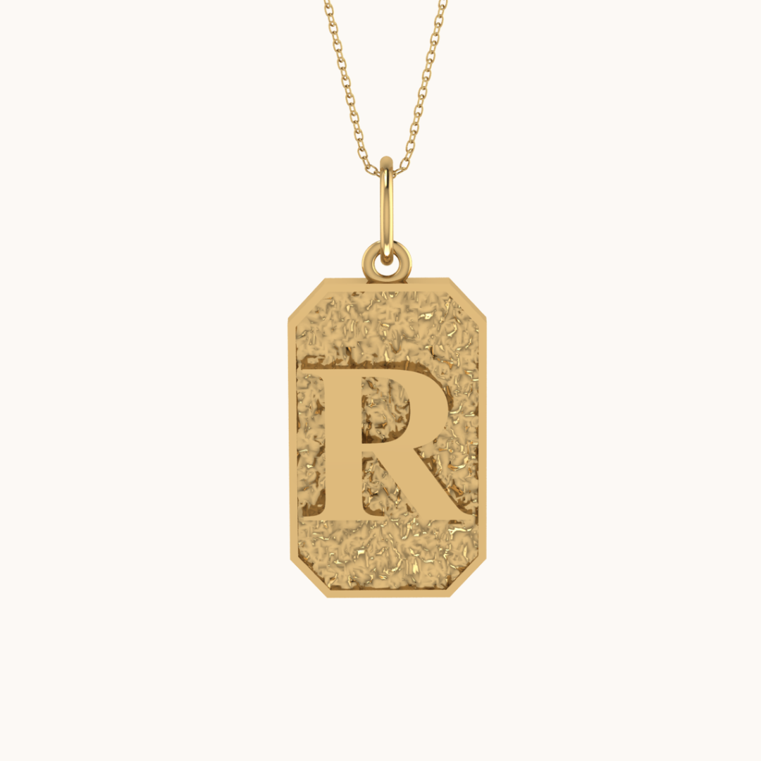Rustic Initial Necklace with chain ( A to Z Available)