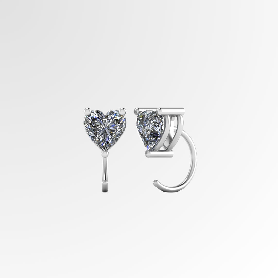Solitaire Heart Cuddler Earrings