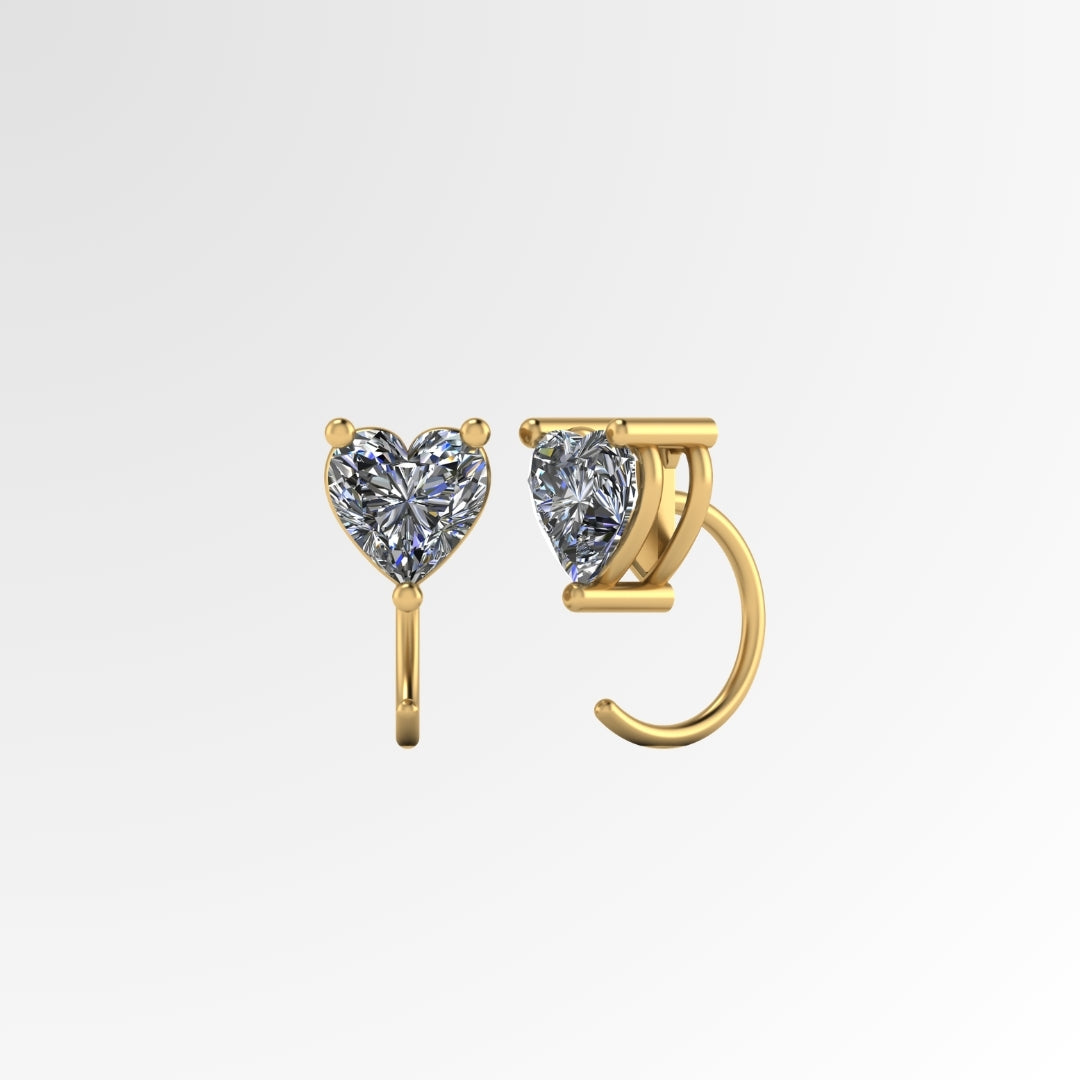 Solitaire Heart Cuddler Earrings