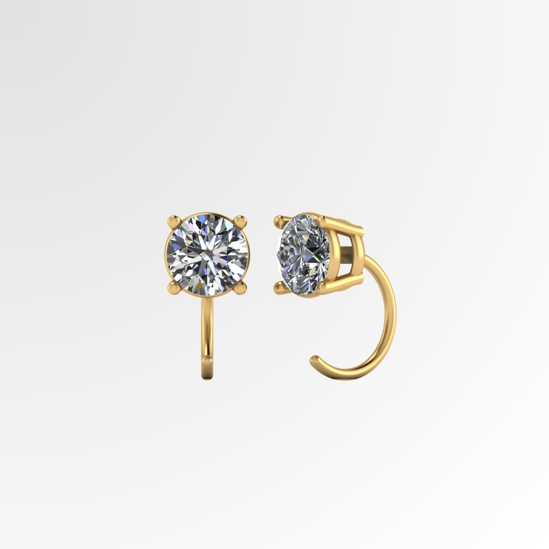 Solitaire Round Cuddler Earrings