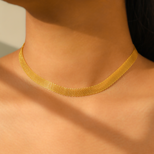 Italian Flat Mesh Choker cum Chain