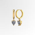 Diamond Heart Solitaire Dangling Drop Earrings