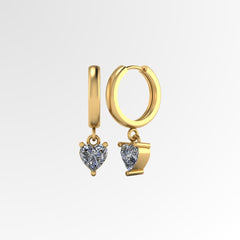 Diamond Heart Solitaire Dangling Drop Earrings