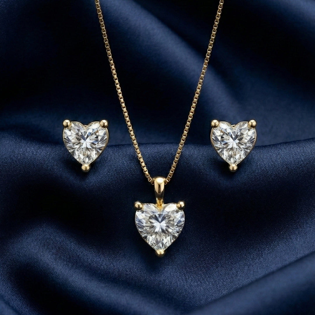 Heart Earrings & Necklace Set