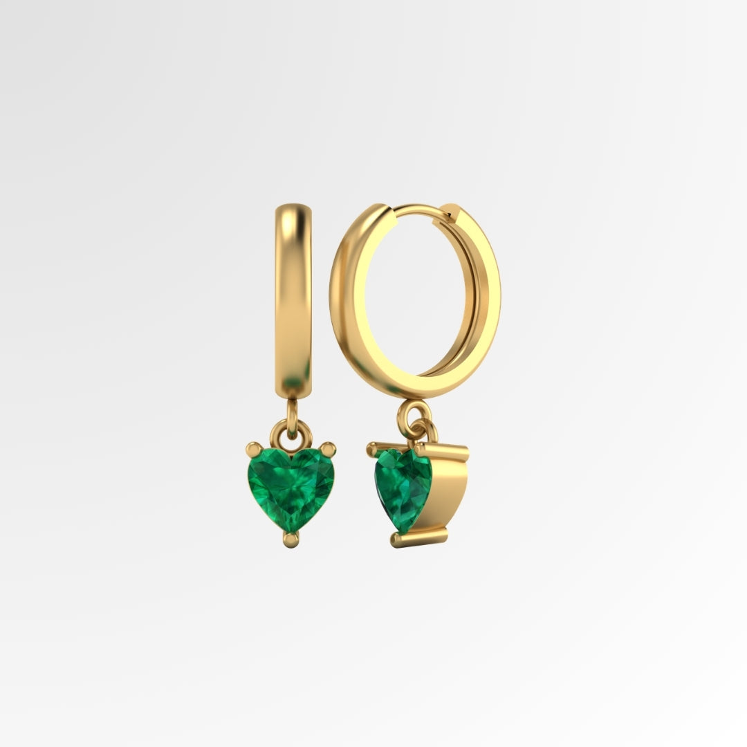 Diamond Heart Solitaire Dangling Drop Earrings
