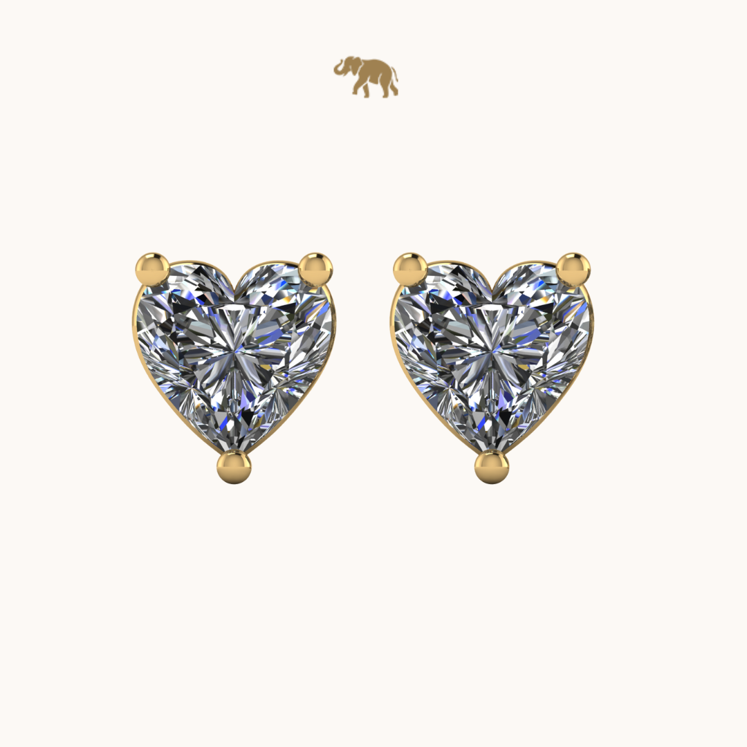 Gold Heart 6mm Solitaire Studds by Arushaa 1ct size