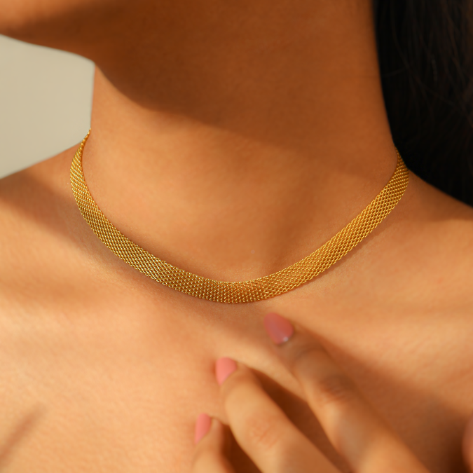 Italian Flat Mesh Choker cum Chain