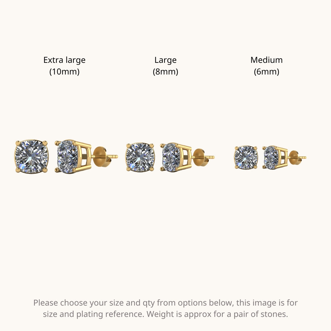 Gold Cushion Solitaire Studds by Arushaa