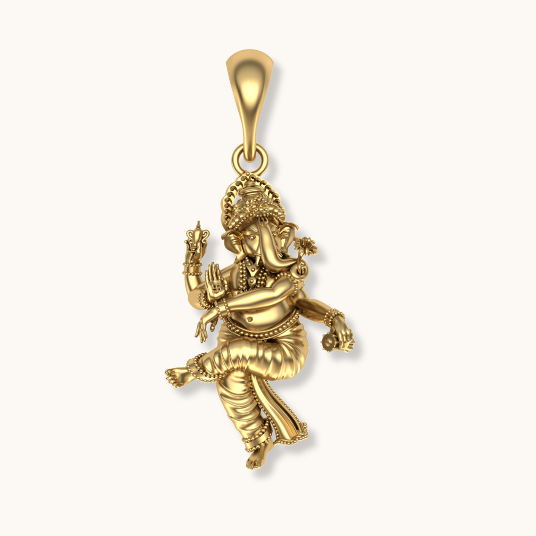 lord Ganesha standing on one leg pendent with chain  